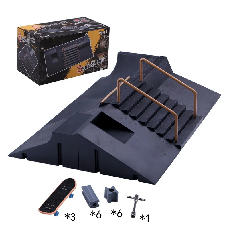 Finger Skate Scene Model 6 in1 Large DIY 3D Park Fingertip Skate Kit