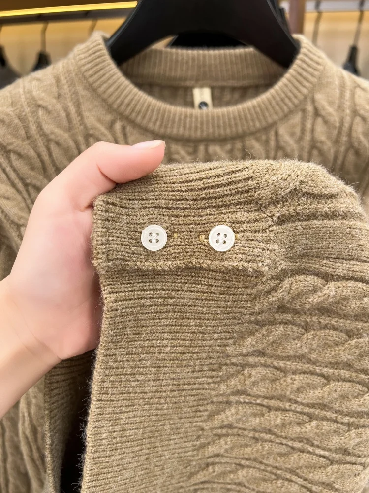 Designer Marken Pullover Männer Winter Neue Trend Streifen Design Boutique Welpen Stickerei Freizeit Komfort Warm Halten Rund Stricken Sweater – Detail 17
