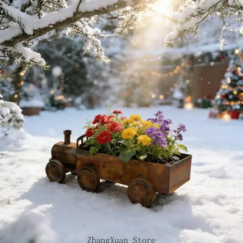 Miniatur-Lokomotive-Form-Garten-Pflanzgefäß für Terrassen, Hofdekoration, 3 x – Detail 8