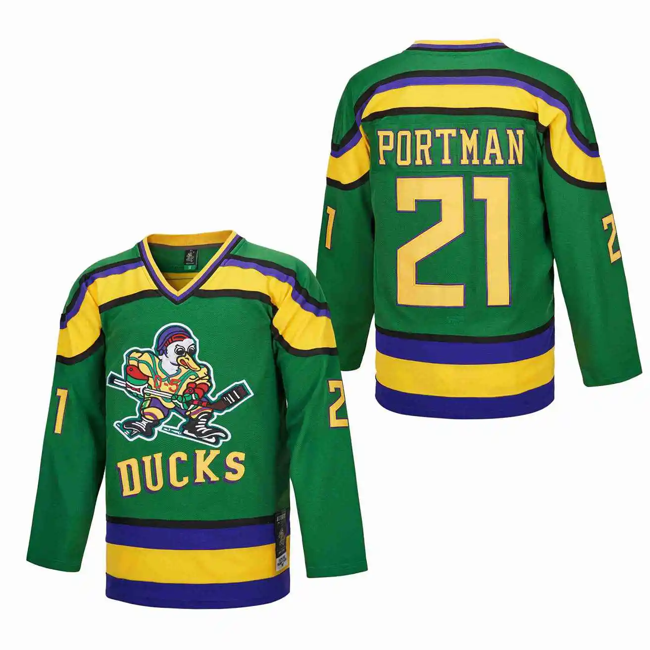 

Ice Hockey Jersey Mighty Ducks 21 Portman 96 Conway 66 Bombay Outdoor Sportswear Jerseys Sewing Embroidery Green Black White