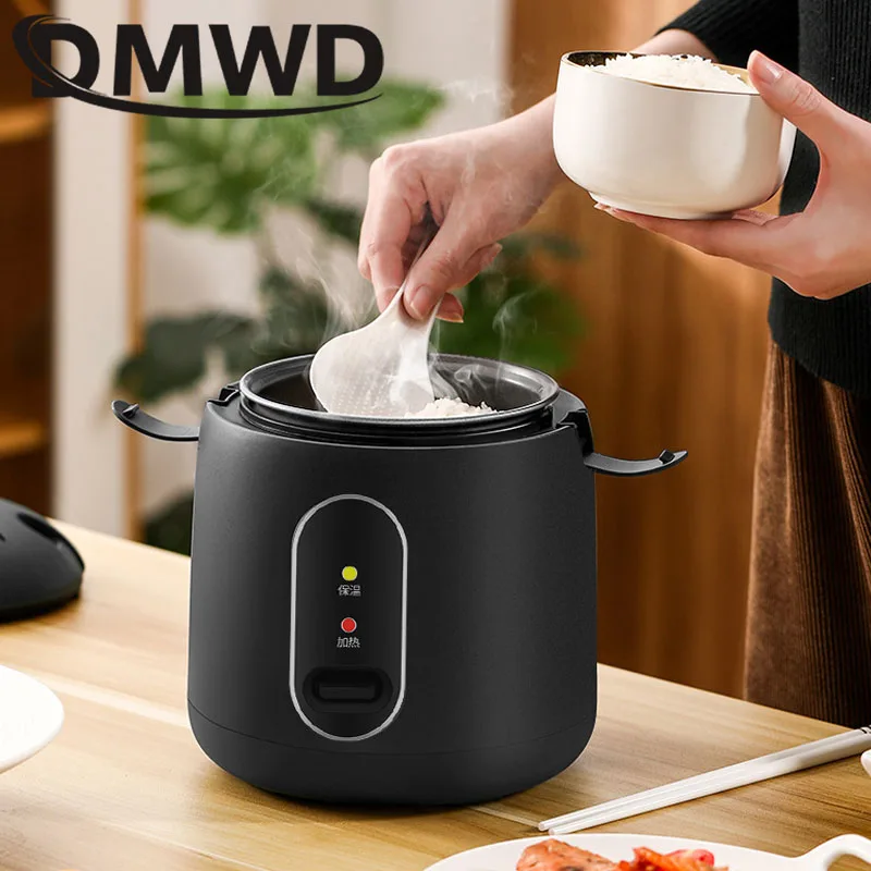 DMWD 1.2L Mini elektryczne urządzenie do gotowania ryżu wielofunkcyjne 1-2 osoby zupa owsianka małe urządzenie do gotowania non-stick parowar