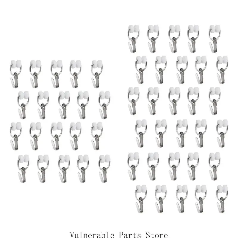 D0UC المعادن النايلون متنقل القوافل نافذة السنانير الحد من الضوضاء أداة تركيب مجاني لأنظمة المسار الستار متعددة 50 قطعة #4