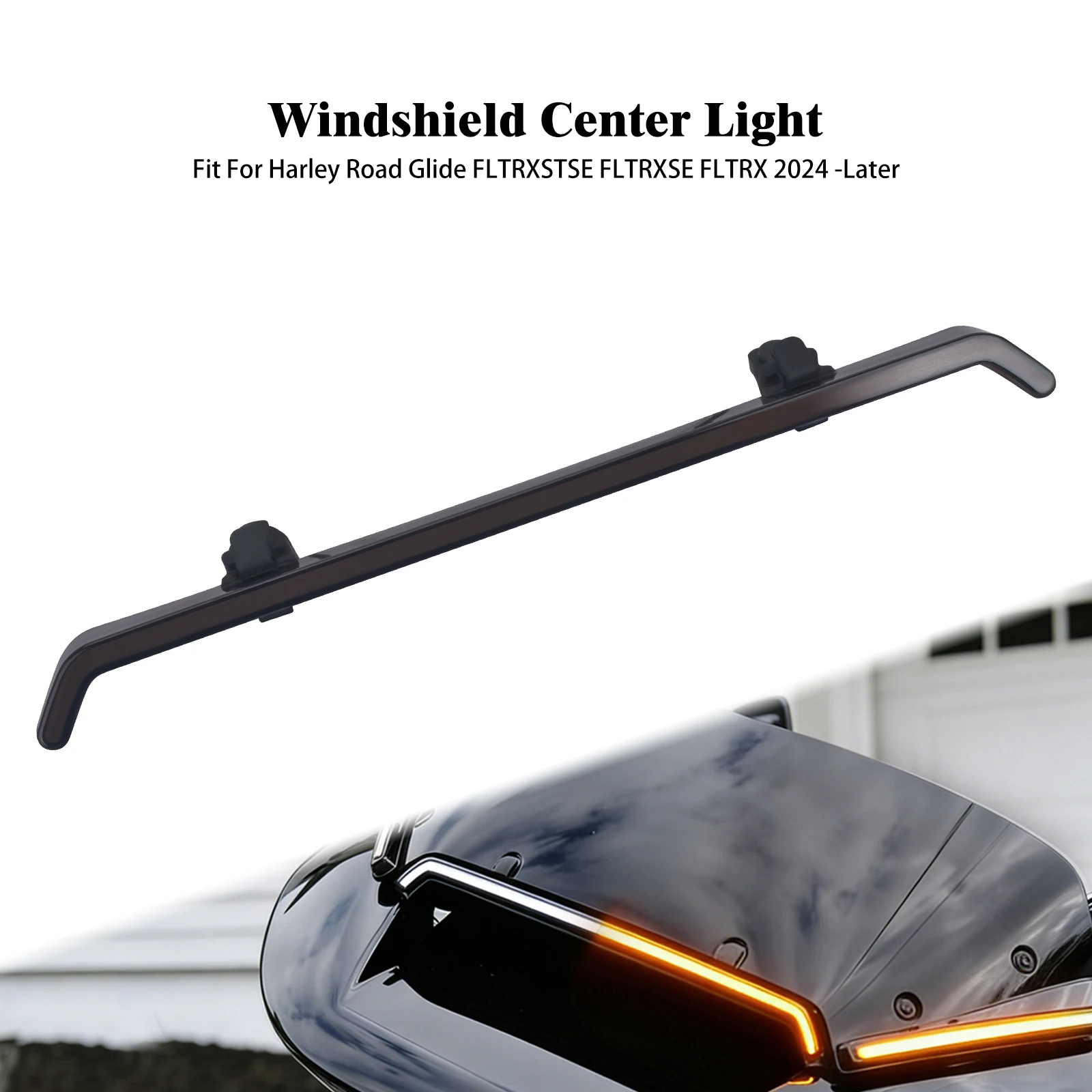 

Motorcycle Windshield Center Light Running LED Turn Signal For Harley Touring Road Glide CVO FLTRXSE 23-Up FLTRX FLTRXSTSE 24-Up
