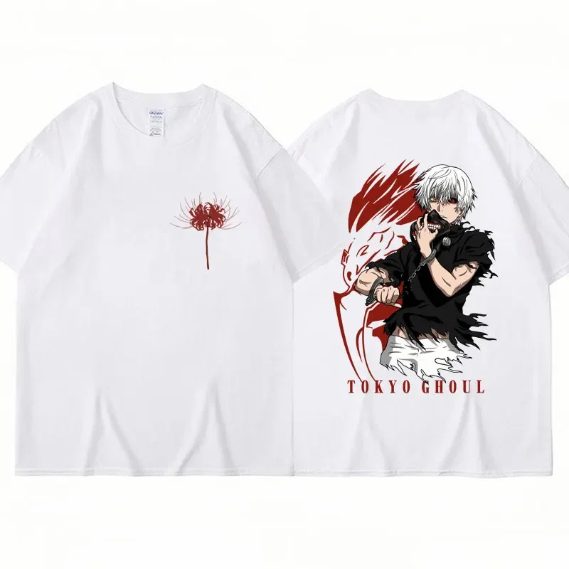 Japan Anime Tokyo Ghoul Cool T Shirt Ken Kaneki Print Men's Harajuku T-shirts Hip Hop Vintage Oversized Casual Tshirt Streetwear