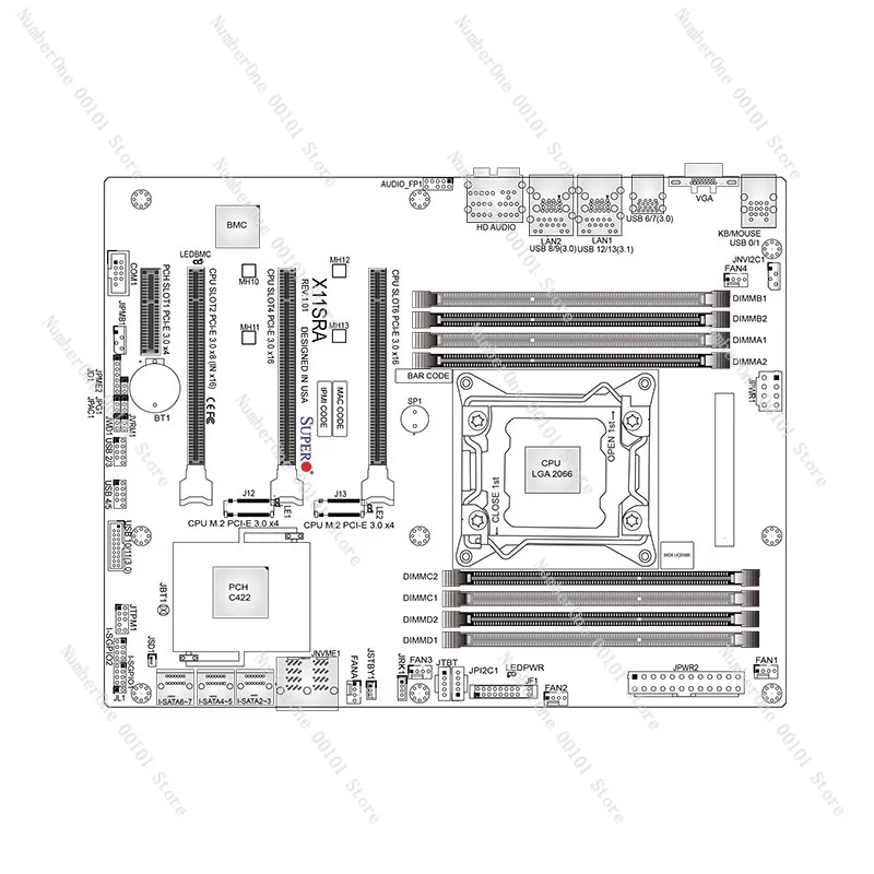 X11SRA-F Single-channel Server Motherboard LGA2066 Pin C422 Workstation W2100 Supports M.2