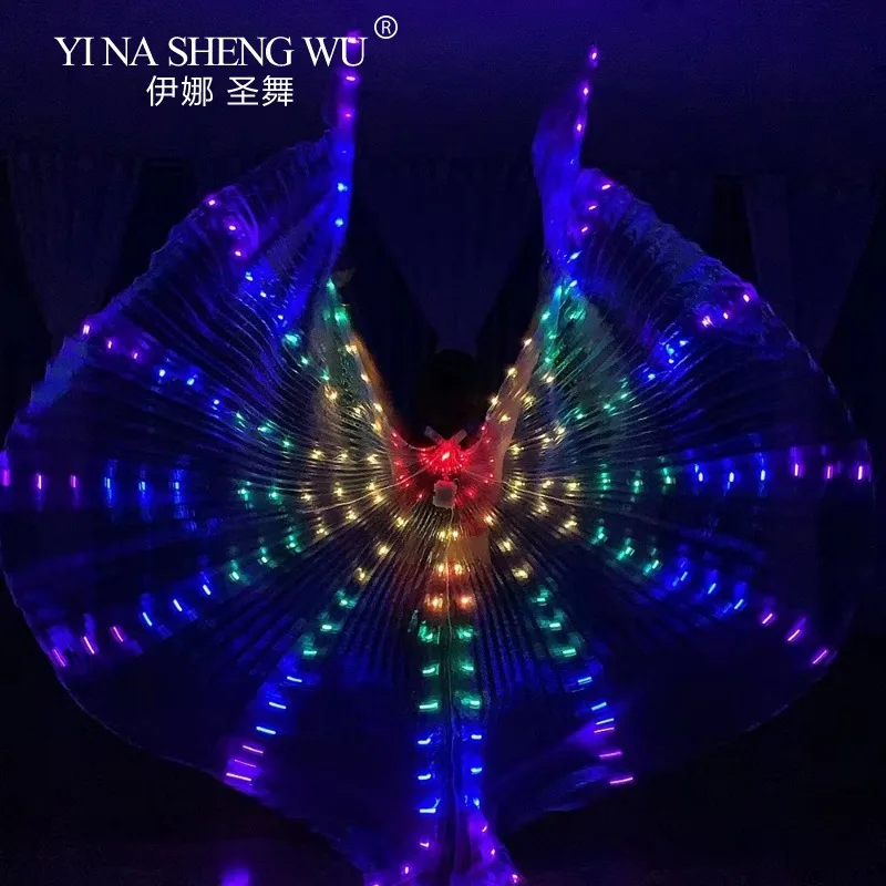 LED Wings Belly Dance Wings Isis Halloween Wing Prop Shining LED Lamp Wing Belly Dance Costumes Accessories Sticks for Adult