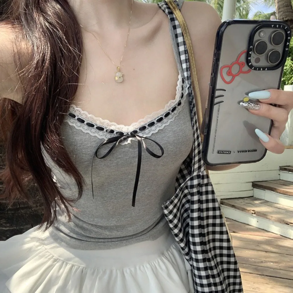 

New Spice Girl Sexy Bow Sling Summer Slim Tube Top Outerwear with Chest Pads Beautiful Back Vest Street