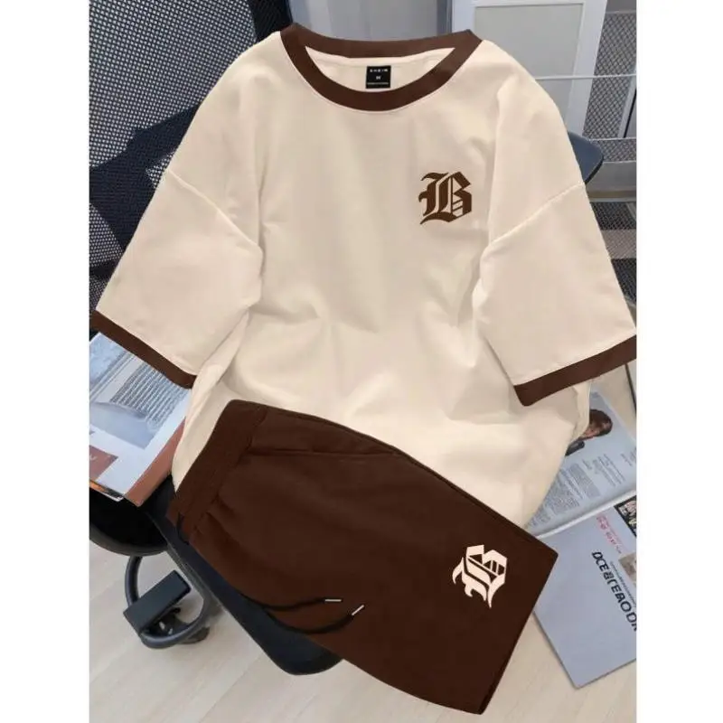 

H 847 TEMU Men's Casual round Ne ort Sve T-irt Letter Print Color Blo Design Autumn Collection Cross-Border Item