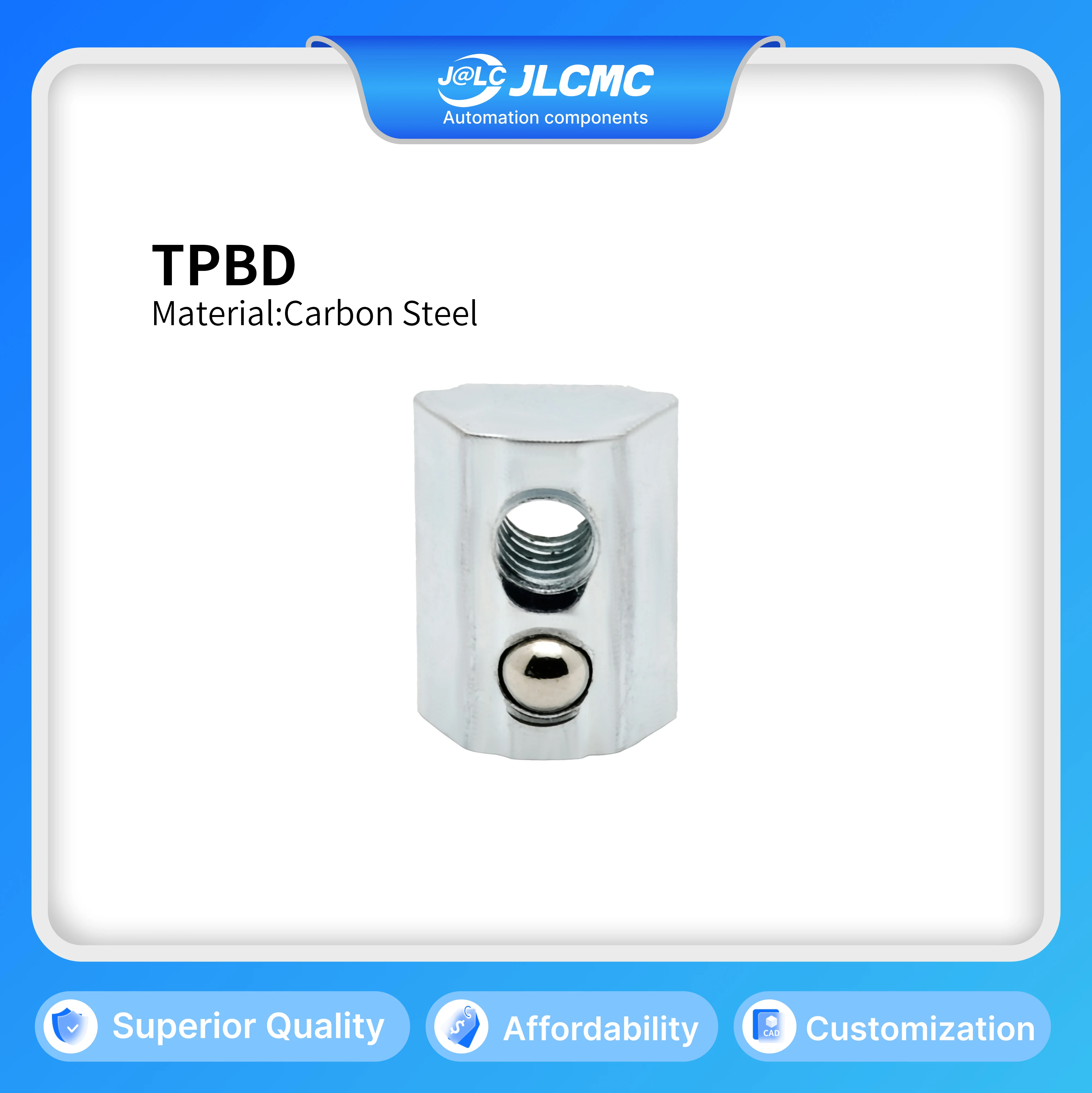 1Pc Roll-In T-Nut with Spring Ball Positioning for 4040 Aluminum Extrusion Frame, Easy Alignment, M4–M8 Thread Options