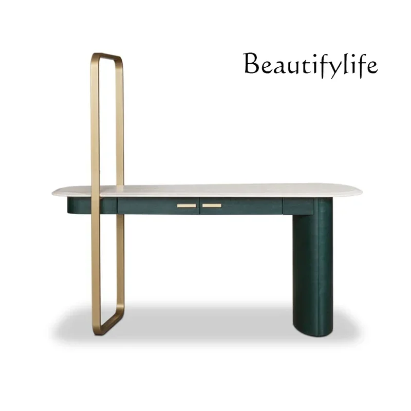 Italian Minimalist Light Luxury Solid Wood Desk Cabinet Home Marble Desktop Office Writing Computer Desk