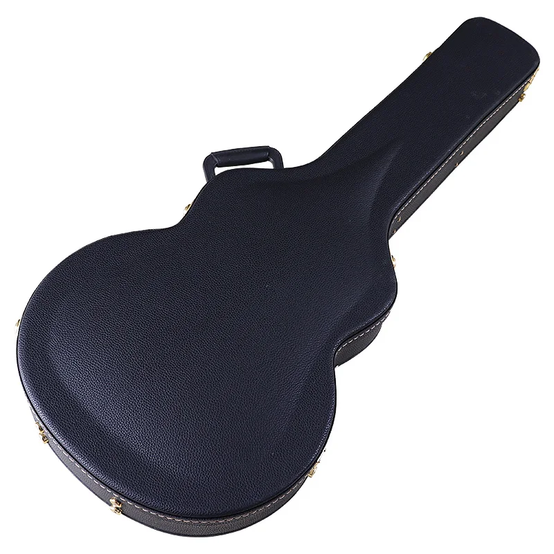 Black Leather Guitar Hardcase Wood Case Superior PVC Leather Material Velvet with Red Foam Lining for 40 Inch 41 Inch with flaw