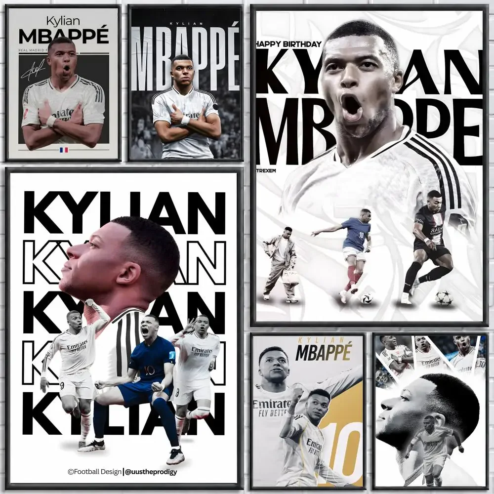 Athlete Kylian Mbappe Poster Poster Wall Sticker Waterproof Self Adhesive HD Art Bedroom Bar Decor