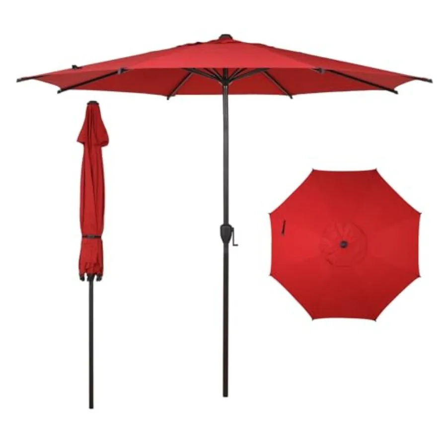 

9FT Lyon Outdoor Patio Umbrella Outdoor Table Umbrella with Push Button Tilt and Crank Market Umbrella 8 Sturdy Ribs UV Protect