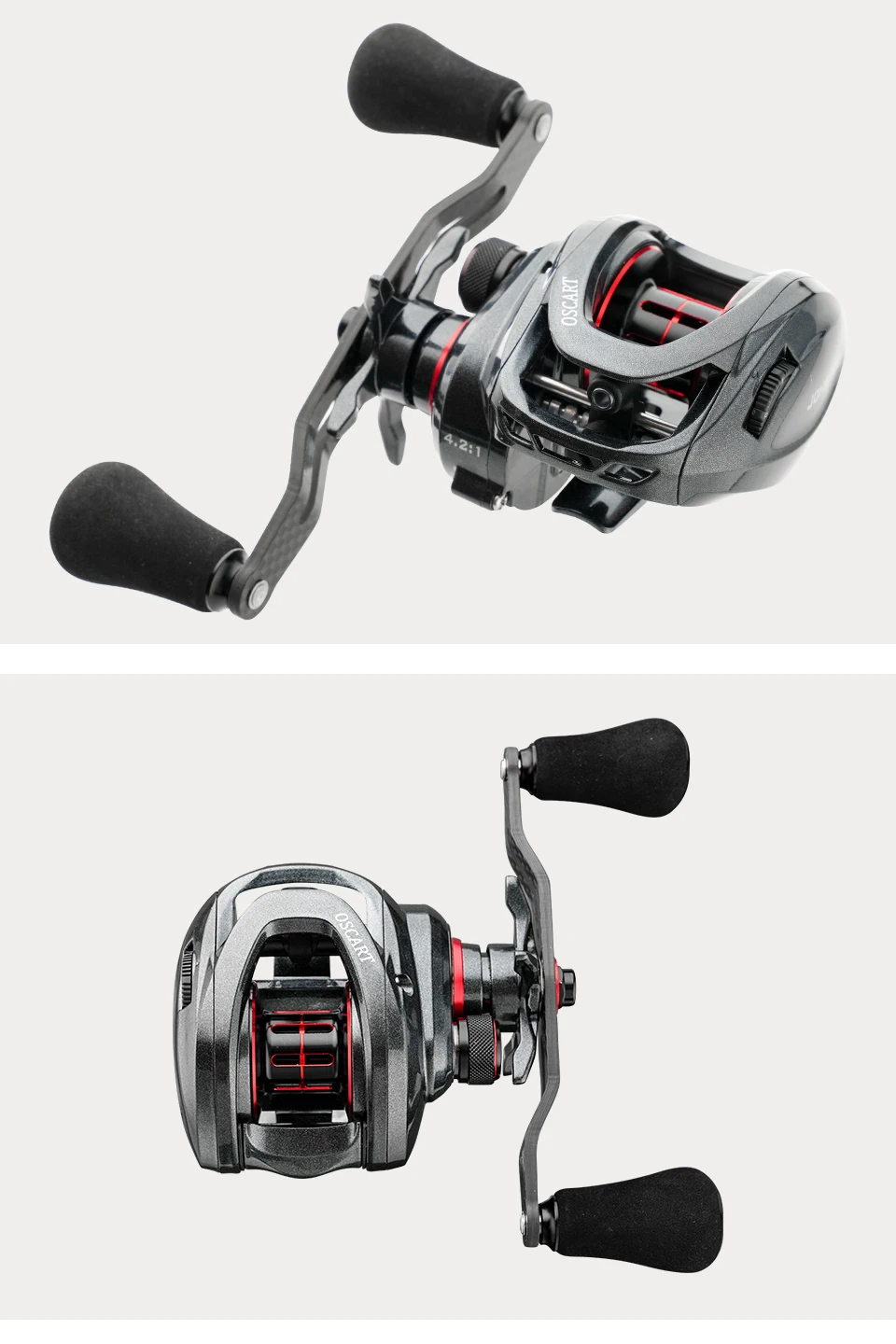 Johncoo Baitcasting-Rolle 4.2:1 Octopus Angelrolle 8kg Bremskraft mit Bremsklicker, leichte Rolle 176g mit Aluminiumgetriebe – Detail 13