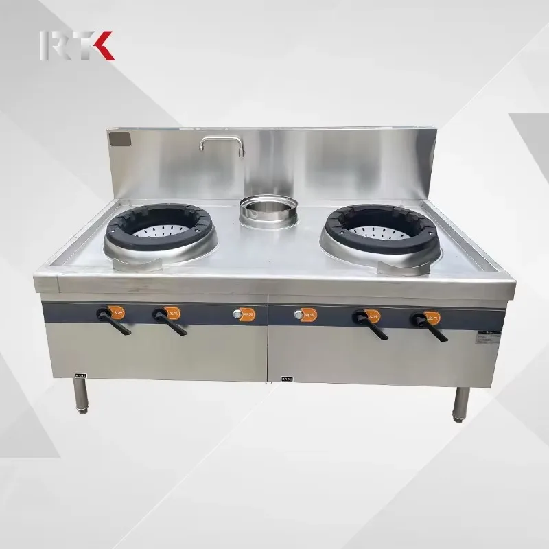 Commercial Double-Head Concave High-Power Induction Cooker Stainless Steel Electric Wok Frying Stove for Canteen Shop