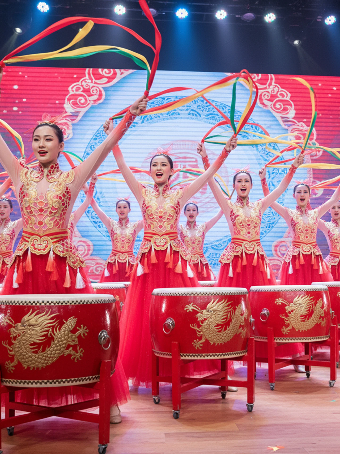 

New Dragon Costume Dance Performance Men's Women's Square Dance Drumming And Gong ow Traditional Ethnic Stage Clothing