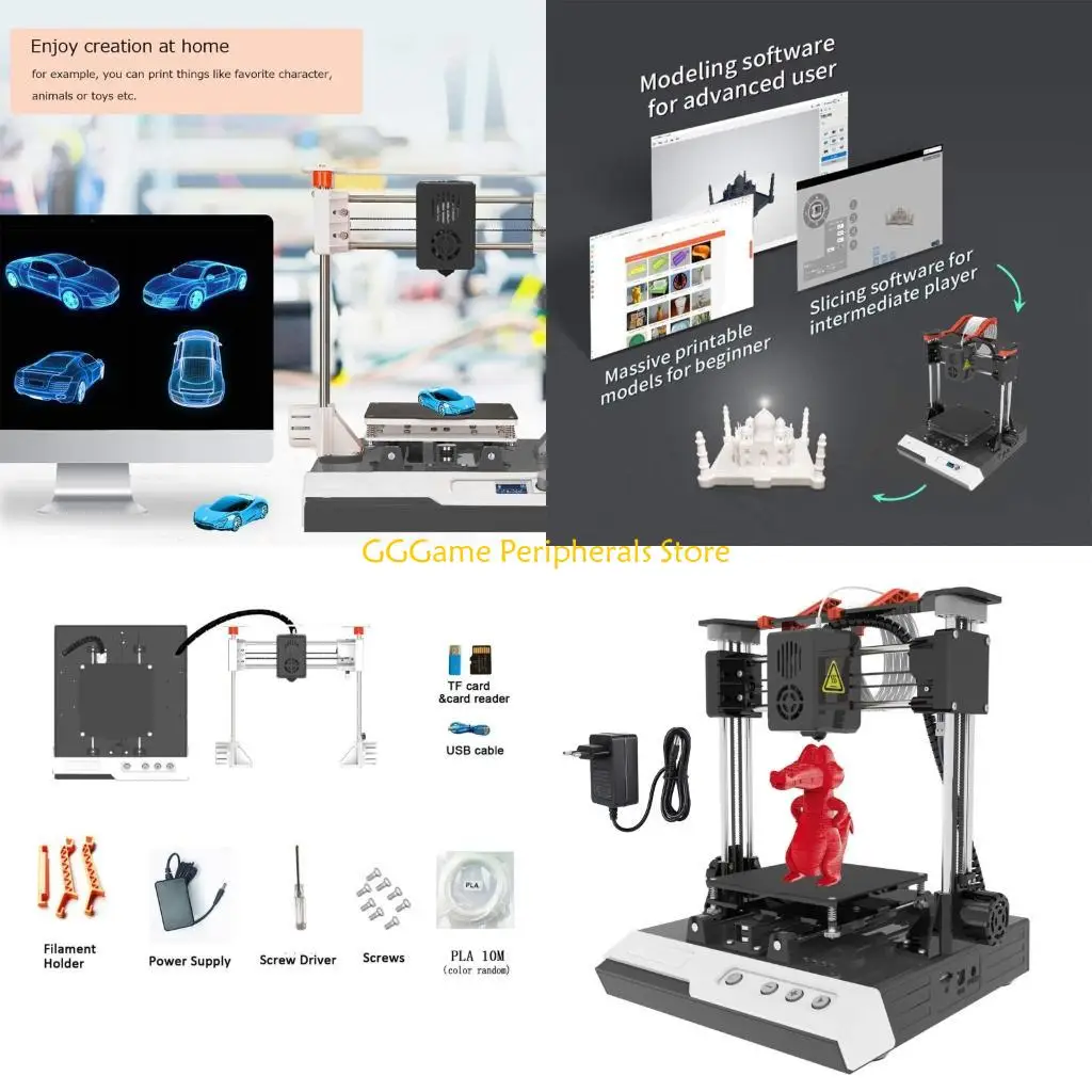 

U55B компактный черный 3D-принтер, европейское напряжение 220 В, простое управление, быстрый нагрев