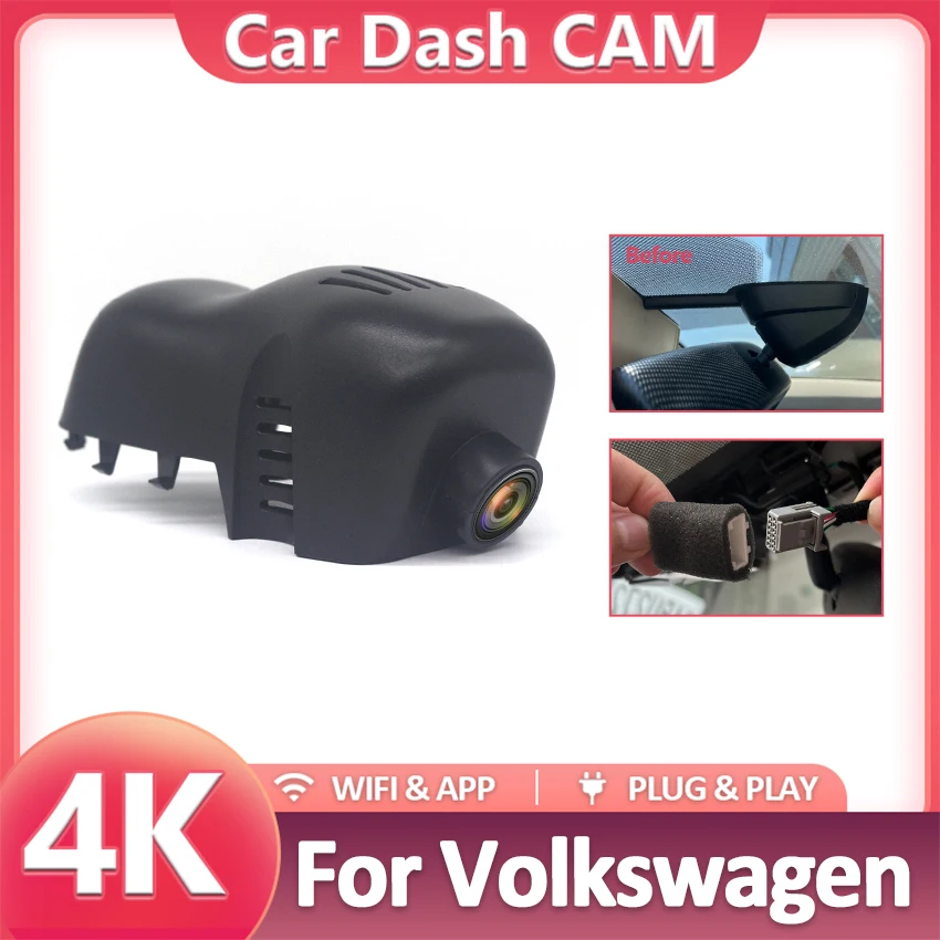 Wifi Dash Cam Car Dvr Camera For Volkswagen VW Tuareg Toureg Touareg FL NF CR 7P R Edition X V6 V8 R50 2013-2018 DashCam 4K HD