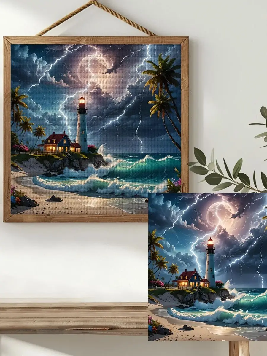 1 Stück 40X40CM/15,74 Zoll Kreuzstich-Set mit Meeresmotiv, DIY-Set 11CT/14CT, DIY-Stickset, Kreuzstich-Set als Geschenk – Detail 1