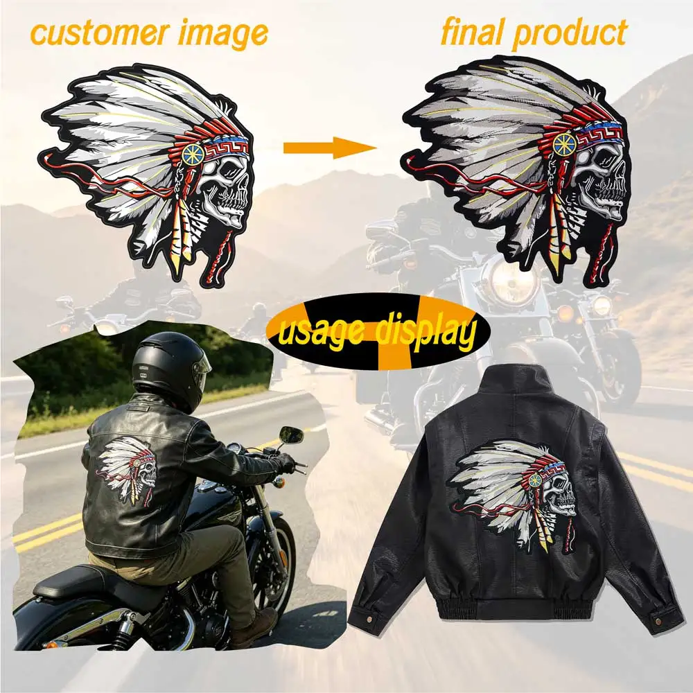 Maßgefertigter Großer Bestickter Motorradclub-Aufnäher - Personalisierter Punk Biker Rocker Rückenaufnäher für Weste Jacke Dekoration – Detail 4