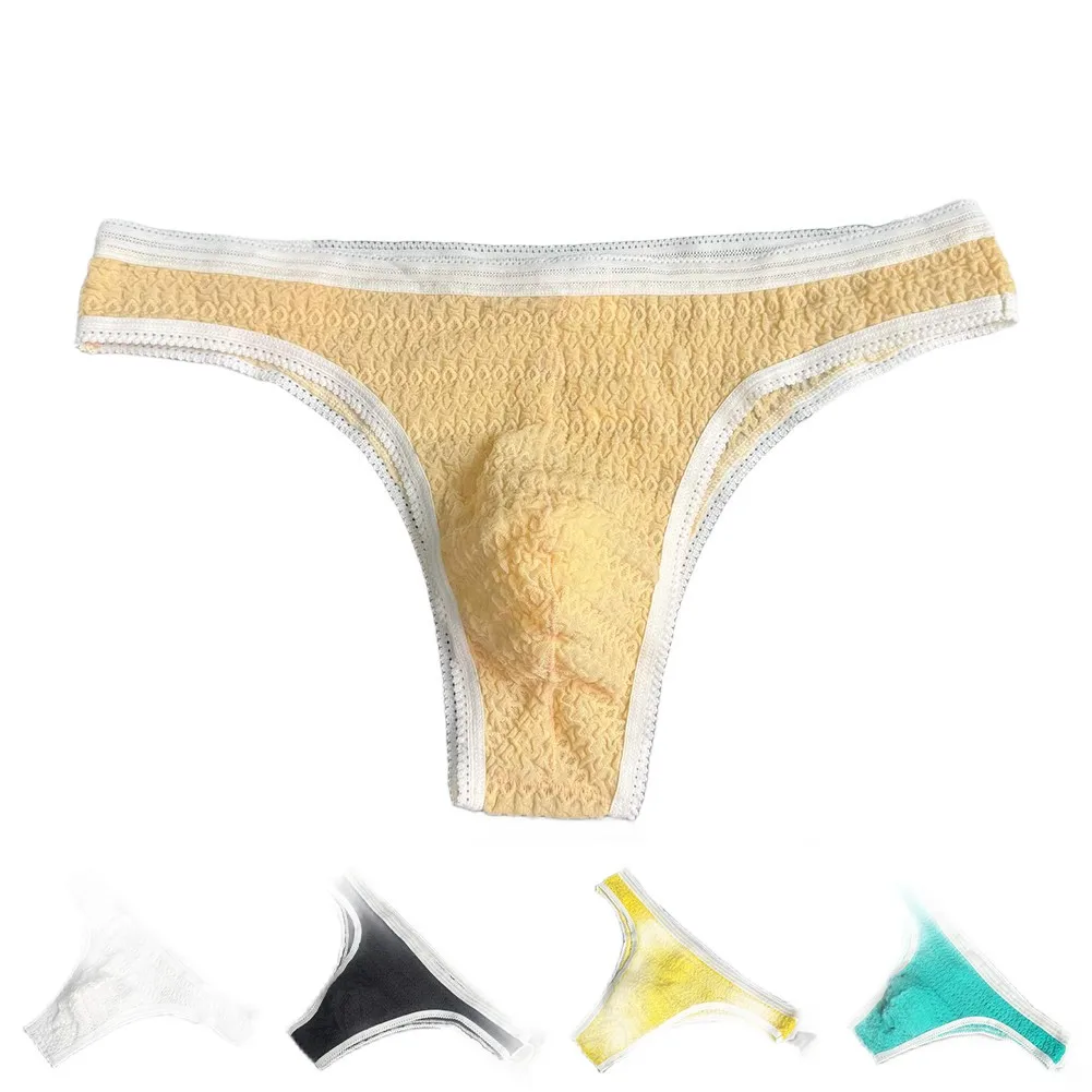 Sexy Men Underpants Comfortable Lace Texture Briefs Underwear Jockstrap Pouch Stretch Panties Shorts For Man