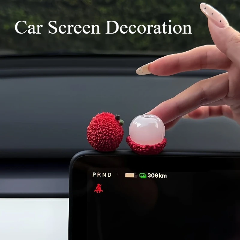 

New Car Gift Everything Shunli Car Screen Decoration Cute Little Lychee Center Console Ornament Automobiles Interior Accessories