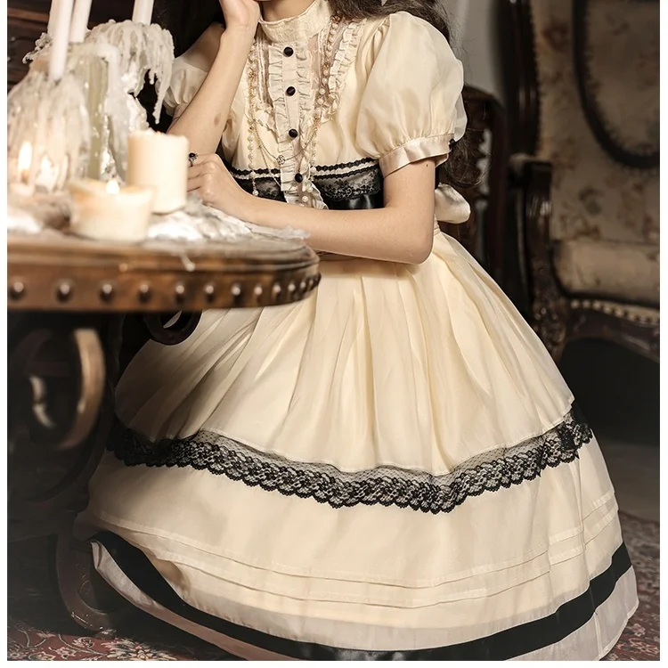 

Concerto lolita princess dress milk tea tie op lolita short sleeve bodycon dress Regular Fit vestido