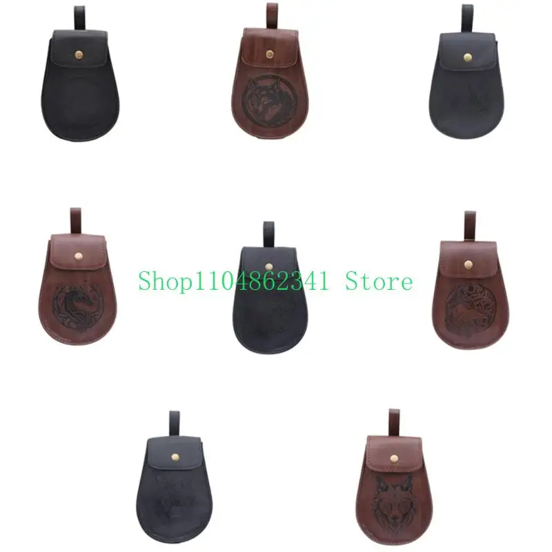 

5asd Medieval Vikinges Leather Belt Fanny Pack Costume Accessories