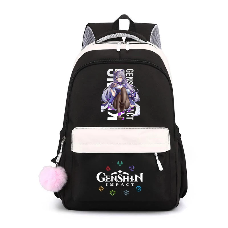 HUTAO Genshin Impact School Backpack for Gils Boys Fashion Korean Style Backpack Large Capacity Students Rucksack Travel Daypack