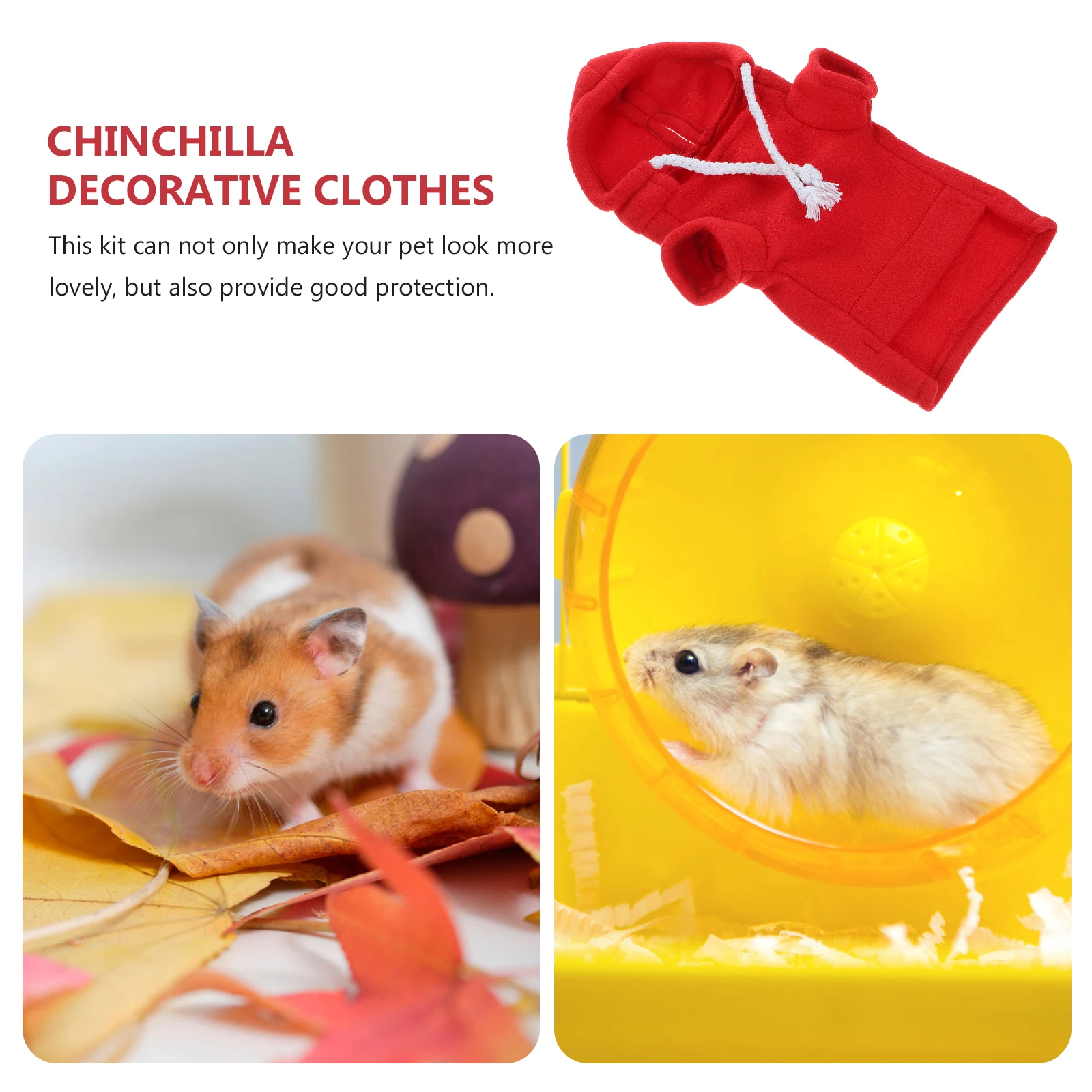

Pet Sweater Ferret Cute Guinea Pig Clothes Sweatshirt Decorative Chinchilla Hamster Small Animal Red S Size Pet Hoodie Rabbit