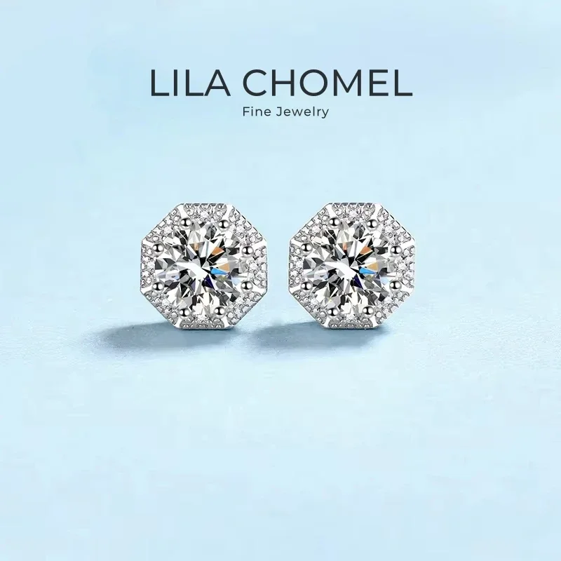 

Daughter Birthday Gift 18K White Gold Stud Earrings Girl Valentine's Day 1/2CT Moissanite Diamond Women Wedding Fine Jewelry INS