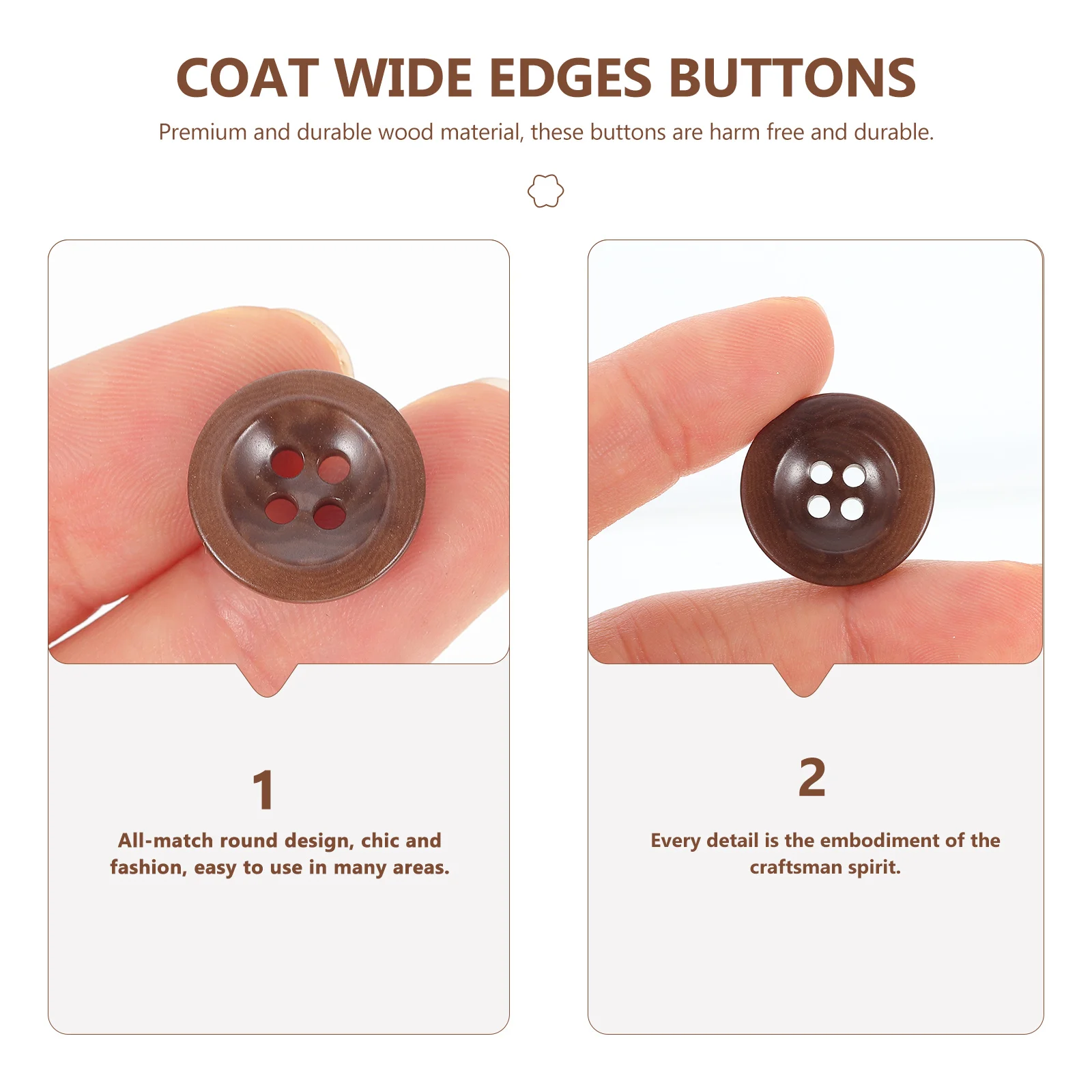 

20 Pcs Wood Buttons Durable Four Hole Round Practical Sewing Supplies Coat Shirt Jeans DIY Craft Project Holiday Decor