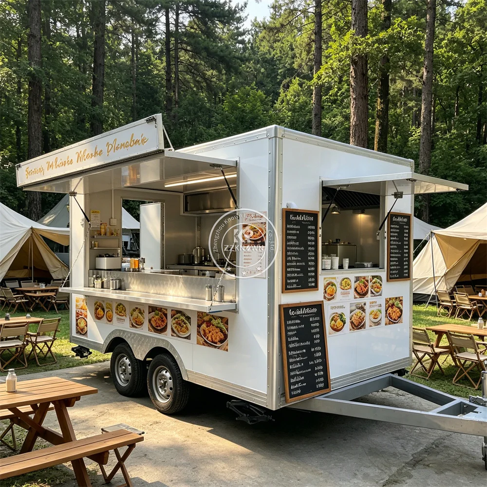 Outdoor Catering Food Trailer Mobile Coffee Truck Street Concession Dessert Waffle BBQ Food Truck With Complete Setup