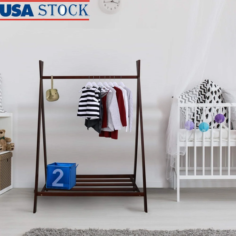 

Minimalist Teepee Coat Rack with Shelf Solid Wood Construction Simplified Assembly Storage Coats Shoes Accessories Natural