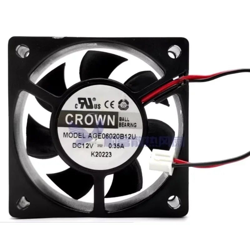 

CROWN AGE06020B12U DC 12V 0.35A 60x60x20mm 2-Wire Server Cooling Fan