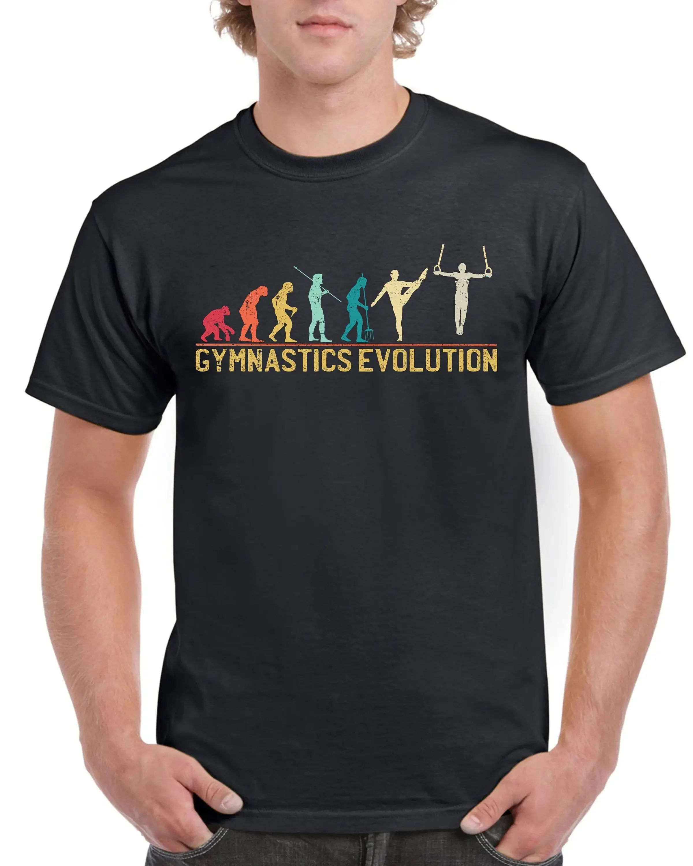 Top T Shirt for Dad Evolution of Gymnastics Sports Cotton Comfort