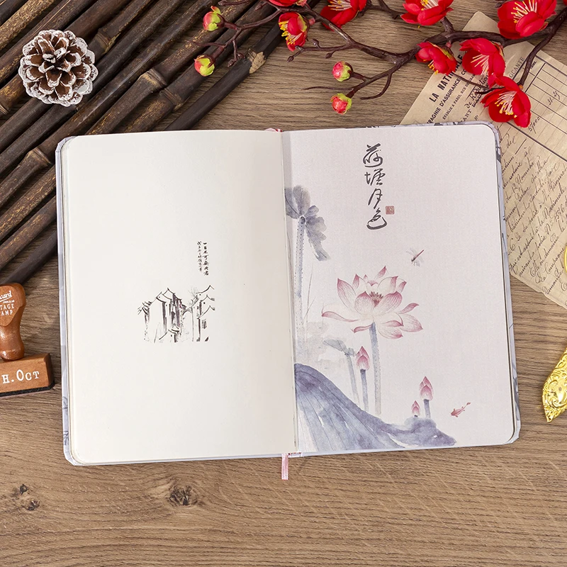 Oude Stijl Landschap Chinese Stijl Hand Account Boek Kleur Pagina Illustratie Notebook Journal Notebook Student A5 Dagboek