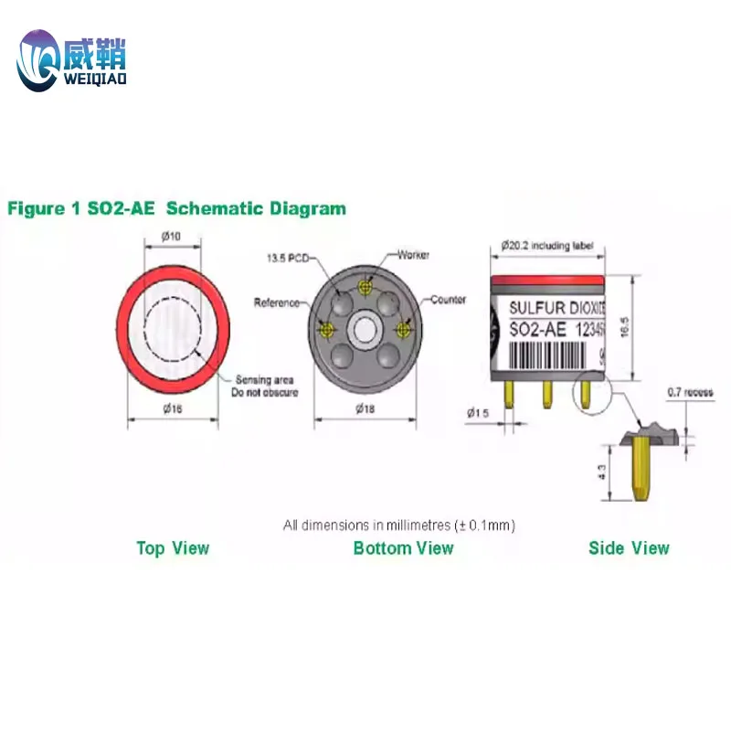 SO2-AE  electrochemical sulfur dioxide sensor module for vehicle exhaust gas detector