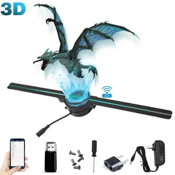Ventilador de holograma 3D, 42CM, WiFi, proyector holográfico 3D, pantalla publicitaria, luz HD, proyector holográfico para tiendas, Bar, fiesta, Navidad
