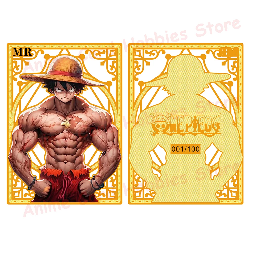 Newest One Piece Naruto Dragon Card Tokisaki Kurumi Yor Gorger Makima Rem Power Anime Girl Bikini Metal Card Kids Toy Gift