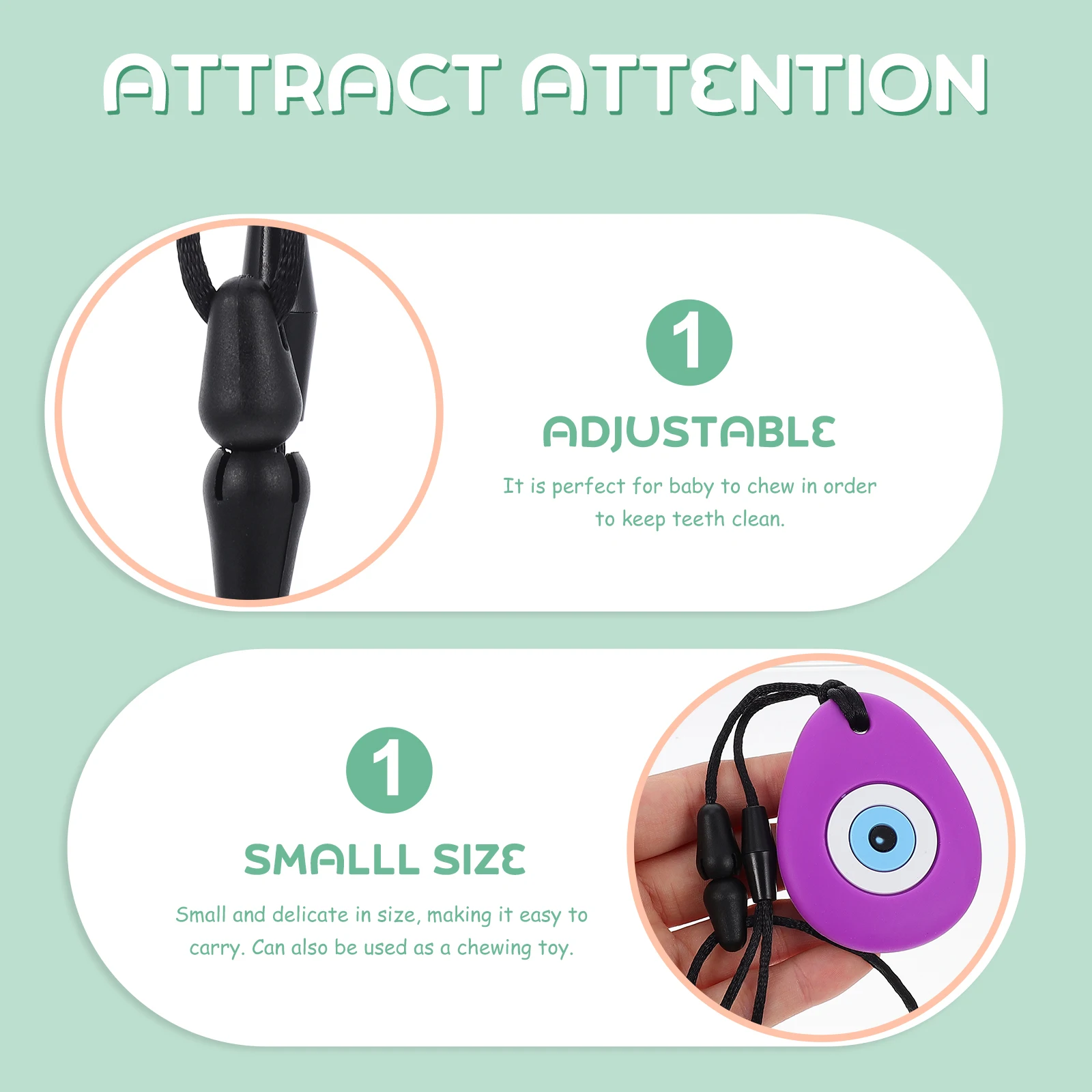 

1pc Silicone Baby Teether Durable Chew Pendant Infant Teeth Biting Molar Rod Teething Relief Chewing Necklace Bite Resistant