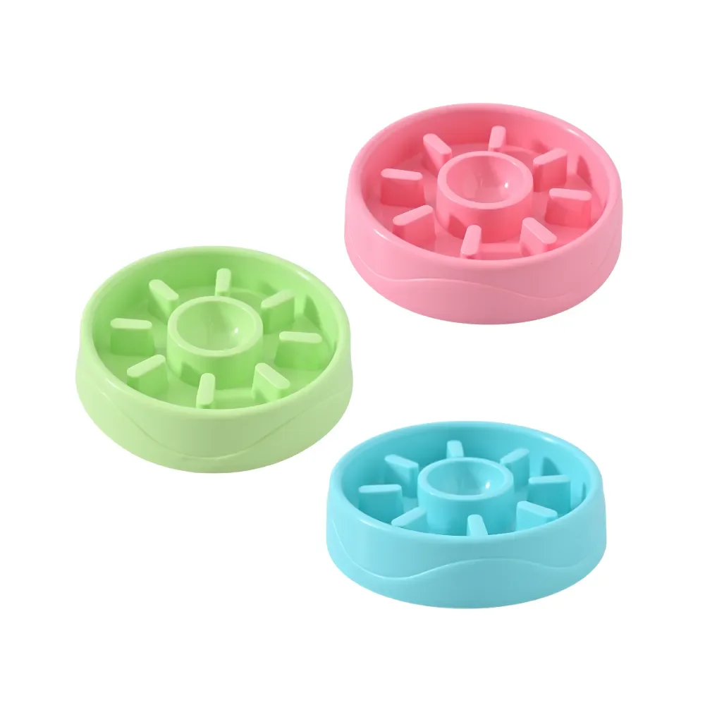 18PCS/Carton Dog Slow Feeder Bowl Anti Slip Pet Feeding Bowl for Healthy Eating 3 Colors Mixed Puppy Cat Food Bowl