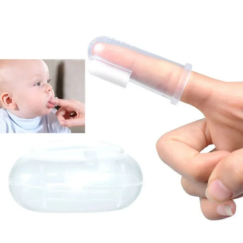 Baby Finger Zahnbürste mit Box Kinder Zähne Klare Massage Weiche Silikon Säuglings Gummi Reinigung Pinsel Baby Zahnpflege