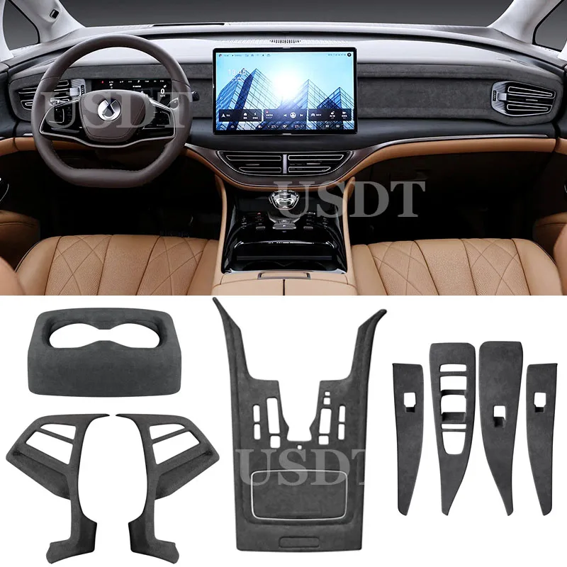 

for DENZA D9 2024 2025 Center Console Windows Control Panel Italian Suede Interior Protection