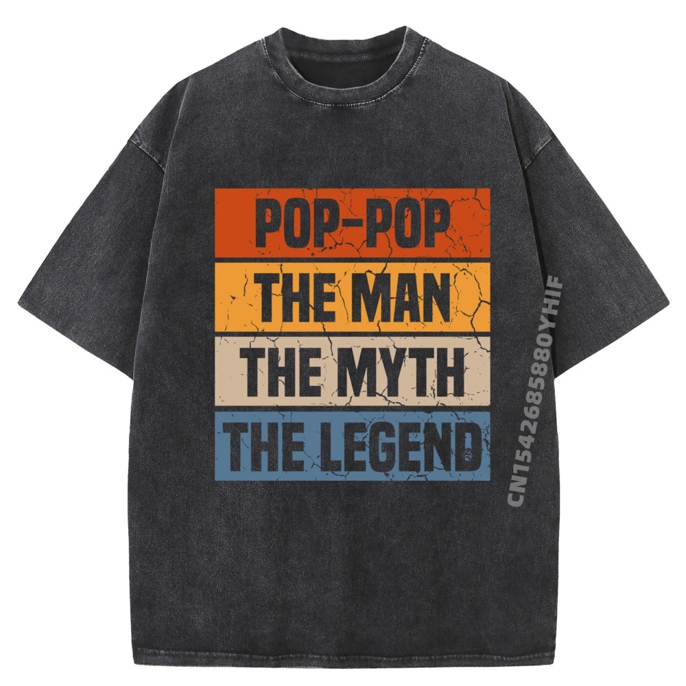 

Pop Pop The Man The Myth The Legend Grandfather Father Day Printed T-Shirt Mens Classic Washed T-Shirts HOLIDAYS
