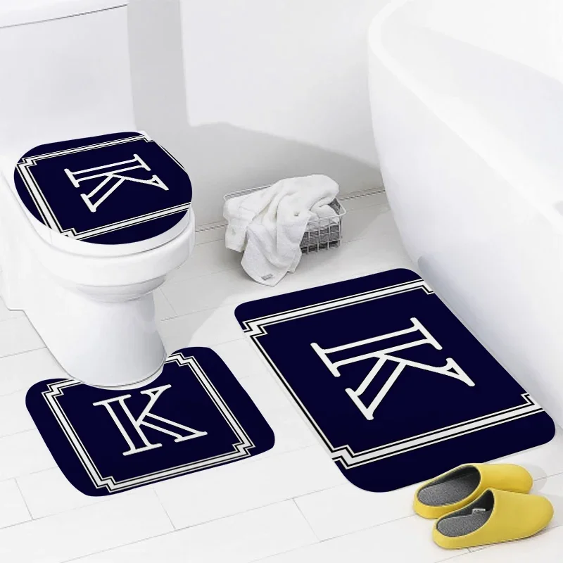 3pcs Letters and wreaths home bathroom floor mats Bath mat modern bathroom accessories rug Toilet mat Bathtub anti-slip carpet