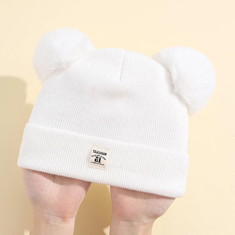 Cute Winter Hat Solid Color Wool Knitted Bonnet Bebe Newborn Baby Hat Pompom For Kids Boys Girls Children Warm Cap