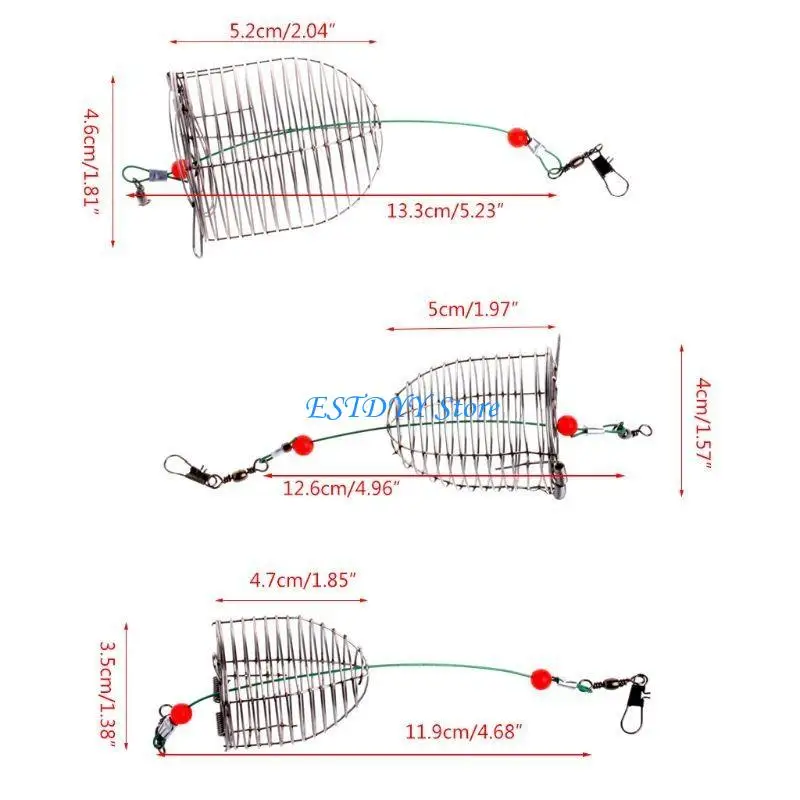 

G6DE Stainless Steel Wire Fishing Trap Bait Cage Basket Feeder Holder Tackle Tool