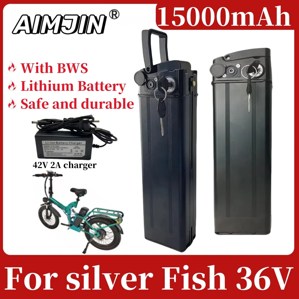 

100% high-quality 36V 15Ah/15000mAh Silver Fish 18650 Lithium Ion Battery For 250W 350W 500W 1000W Motor