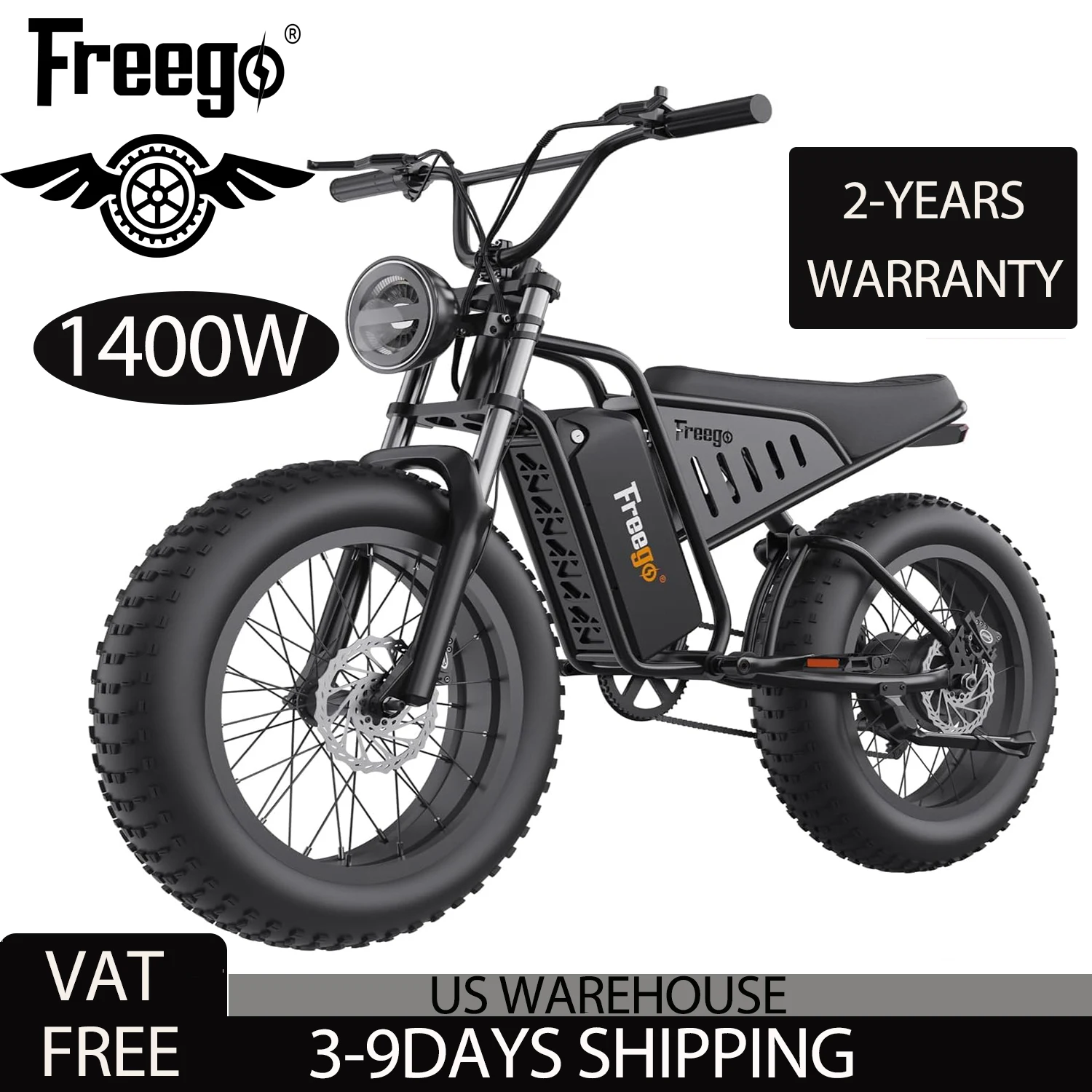 

Freego Electric Dirt Bike Electric Motorcycle 1400W(Peak) Motor 48V/22.5Ah Removable Battery 30MPH 7-Speed Mountain Ebike